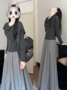 LIRUSHAN | French Style Grey Knit Dress