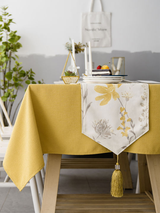 American Style Rectangular Yellow Tablecloth Country Style New 2025 ...