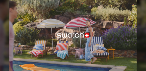 Swatch Skin Irony Beach Hour SYXS160 Green Silicone Strap Watch