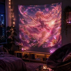 VIKAMA Bầu Trời Đầy Sao Anime Tấm Thảm Chăn Mềm Mại Cho Phòng Ngủ Treo Tường Trang Trí Nhà Thẩm Mỹ Boho Phông Nền Sợi Polyester