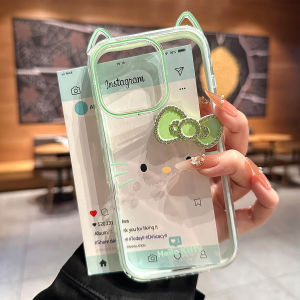 Cute 3D Cat Ear Butterfly Knot Phone Case for Apple iPhone 16 pro Max 15 pro Max 14 pro 13 Protective Cover Anti-Fall Fashionable Korean Style Silicone Material