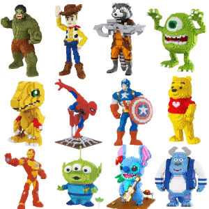 DA Hero Anime figure Cartoon Micro Particle Building Blocks Children Assembly Toy Boy Kid Gift Cute And Pretty Spider Iron Man