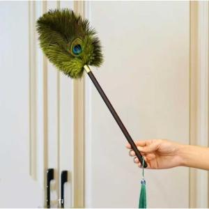 High-End Vintage Ostrich Peacock Feather Duster Anti-Static Home Cleaning Tool for Dust Removal And Floor Sweeping