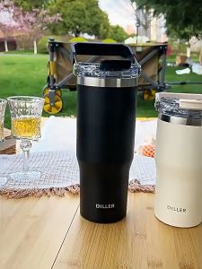 Eatkit Tumbler Minum Stainless Steel 890ml Handle 2in1 Vacuum Insulated Portable Thermos Tahan Panas