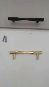 Knurled Solid Aluminum Round Rod Antique Brass Finish Cabinet Handle