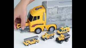 YUNLEO Truck Carry Case With 6pcs Mini Alloy Engineering Vehicle Model Car Toys Truck for Kid Toy