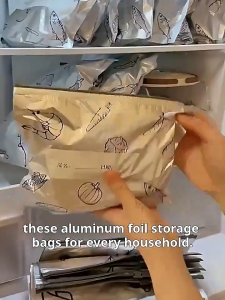 HOMEKING | 10pcs Aluminum Foil Fresh-keeping Bags with Zipper Lock Airtight Food Saver for Veggies/Fruit/Meat Large Capacity Food Fresh-keeping Bag Reusable Zip Lock Bag