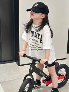 Girls Loose Casual Short Sleeve T-Shirt Summer Fashionable Hong Kong Style Childrens Half Sleeve Top Cartoon Print round Neck