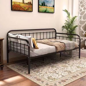 TABLETROVE Metal Sofa Bed Frame White/Black Multifunctional Bed For Dormitory High Load Bearing