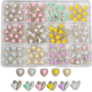 12Grids 3D Leopard Print Love Star Nail Art Charms Colorful FlatBack Stars Heart Y2K Nails Decorations DIY Manicure Accessories