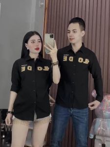 ÁO SƠ MI NAM NỮ TAY DÀI THÊU CHỮ LODE VẢI ĐŨI SIÊU THOÁNG MÁT