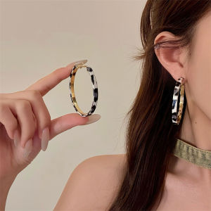 Barbie Pink Leopard Print Large Hoop Earrings Fashionable Exaggerated Personality Unique Design Elegant Luxury Ear Jewelry