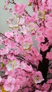 1kg Assorted Artificial Peach Blossom and Plum Blossom Faux Flowers with Zinc Stems for Home Decor
