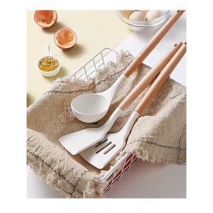 Bộ Dụng Cụ Nấu Ăn Bằng Silicone Cán Gỗ Kitchen Set Cao Cấp - Chất Liệu An Toàn Tuyệt Đối - Chịu Nhiệt Chống Dính