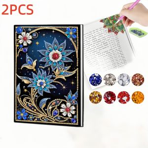 other | 2pc 1 Diamond Painting Notebook + 1 Bookmark Floral Pattern PU Leather Used for Learning Office Art Painting School Supplie