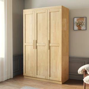 Natural Wood Double Door Closet