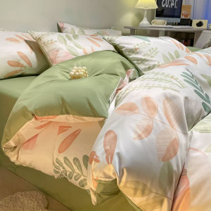 Ice Silk Bed Four-Piece Set Pastoral Style Washed Silk Slip Naked Sleeping Sheets Quilt Cover Three-Piece Bed Sheet Set Student Dormitory