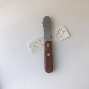 Japanese Style Stainless Steel Butter Knife with Wood Handle for Spreading Jam Cheese Butter Baking Small Tool Kitchen Knife