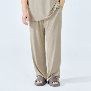 Loose Ice Silk Mens Casual Pants Summer Breathable Cool Feeling Sleepwear Home Clothes Large Size Straight Leg Trousers