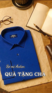 Áo Sơ Mi Nam Công Sở Trung Niên Anton Somianton Dài Tay Xanh Than Trơn Vải Cotton Vạt Bầu - ZA13