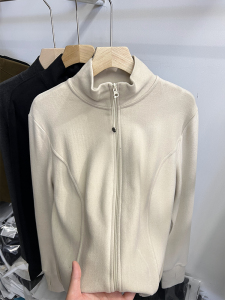 Korean Style Loose Fit Double-sided Velvet Stand Collar Open Cardigan Slimming Sweatshirt Jacket Womens Trendy Casual Knitwear