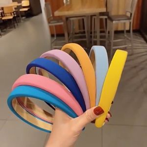 FG Bando Polos Wanita Bandana Headband Spons Lebar Gaya Korea Warna Warni Solid Non-Slip Import A4