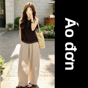 NIUVIES | Bộ Áo Không Tay và Quần Ống Rộng Phong Cách Hàn Quốc Mới 2026 cho Mùa Hè