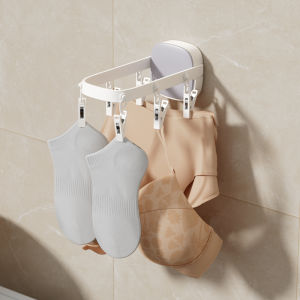 Foldable Wall-Mounted Balcony Clothes Drying Rack No-Punching Bathroom Free Storage Underwear Socks Hanging Laundry Holder
