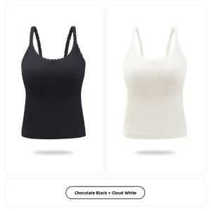 Miiow | Sweet And Spicy Pure Desire Summer New Womens Lace Trim Camisole Tank Top With Chest Pad Nylon Blend Breathable Underwear