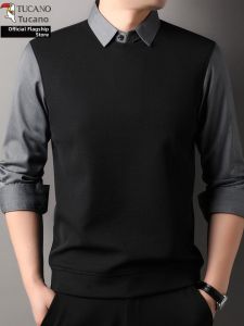 TUCANO | Fake Two-Piece Sweater Shirt Collar Insulated Undershirt