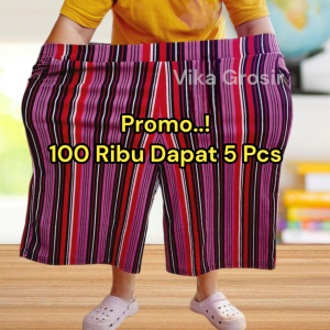 [ISI 5 PCS] Celana Pendek Wanita Dewasa Jumbo Motif Random - Kolor Santai Harian Bahan Adem Nyaman