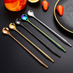 【On Sale】Stainless Steel Drinking Straws Spoon Straws for Cocktail Iced Coffee Milkshake