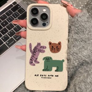 Lili Sauce Environmental Protection Degradable Wheat Straw Android Mobile Phone Case Cartoon Cute Simple Design for  15ProMax