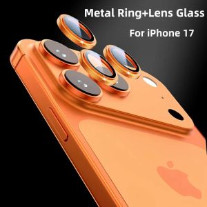 Gold For iPhone 17 Pro Max 17air Metal Camera Proetctor for iPhone 16 17 pro Alloy Ring Lens Tempered Glass Back Lens Cover Cap