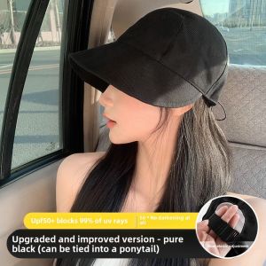 New 2025 Wide Brim UV Protection Hat Spring Summer Anti-UV Sunscreen Fisherman Duckbill Cap Face Slimming Polyester Fiber