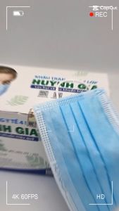 Khẩu trang y tế Huỳnh Gia tiêu chuẩn TCVN 8389:2010 - 4 lớp kháng khuẩn kháng bụi mịn (XANH)