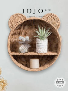 Cat Ear Paper Rope Shelf Wall Hanging Basket Bedroom Decor Modern Simple Style China Made Decorative Rack for Home Decoration