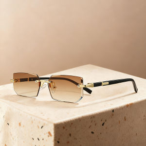 Gradient Lens Square Luxury Rimless Business Rectangle Fashion Sunglasses Women Men Fashion Colored lenses Metal Frame Glasses