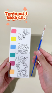 Dovana Buku Mewarnai Anak Mainan Edukasi 20 Lembar Cat Air Kuas Watercolor Painting Book Coloring