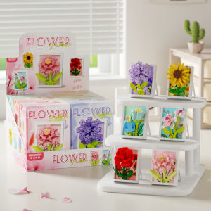 New small-grain assembly building blocks toys educational frame flower shadow sunflower red rose ornament flower gift