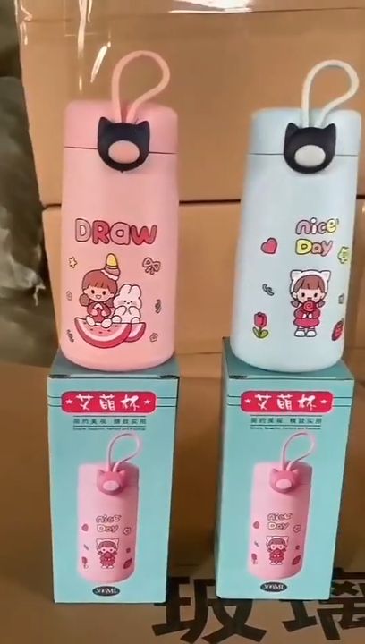 Botol Minum kaca Nice Day 300ML / Botol Kaca Thermos / Botol Kaca Unik ...