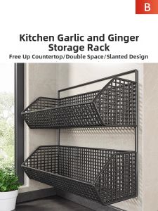 Wall Hanging Garlic Onion Storage Basket