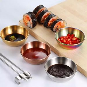 【On Sale】Sauce Dish Appetizer Serving Tray Stainless Steel Sauce Dishes Spice Plates Kitchen Supplies Plates