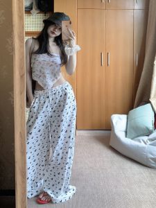 Quần Ống Rộng in Hình Chú Chó Dễ Thương Cho Nữ Quần Dài Thường Ngày Dáng Rộng Vải Mềm Mại Thoải Mái Mùa Hè 2025