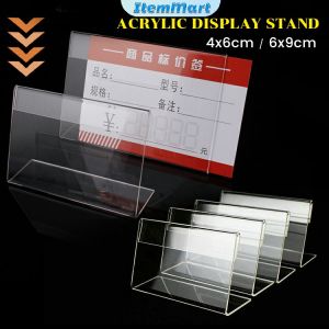 ItemMart 4x 6cm 6x 9cm Acrylic Transparent Display Stand Sign Label Frame Price Tag Business Card Holders