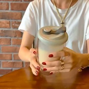 Double Wall Coffee Cup mug glass with lid for women original portable personalized high quality mugs tumbler with cover set aesthetic couple vintage milk tea straw ceramic vacuum insulated hot and cold unique design