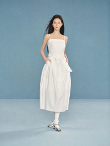 Semir | Butterfly Bow Pure Color Camisole Strap Dress