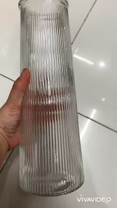 Bình hoa thuỷ tinh cao 29cm trang trí vân sọc lượn sóng lọ hoa decor trang trí kệ tủ tivi phòng khách.