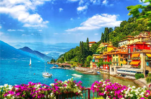 Jigsaw Puzzle 500/1000/1200/2000PCS Varenna Italy Prague Style Oil Painting Landscape Art Brain Teaser Puzzle Calming Hobby Gift