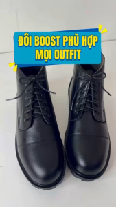 Giày Boot Nam Thấp Cổ Da Thật Màu Đen – Đế Cao Su Khâu Đế Chắc Chắn